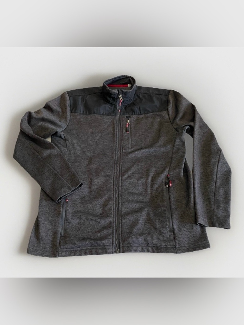 Orvis Full Zip Fleece Jacket Mens Medium Gray Outdoor Hiking Performance Coat